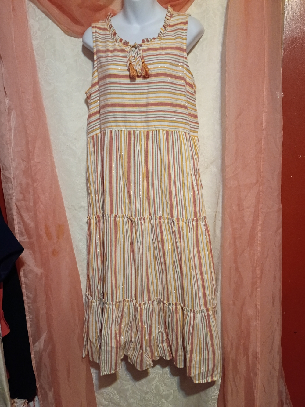 🛍️ BUNDLE ONLY🛍️Linda Anderson Striped Maxi Dress in Peach, Yellow, and Cream